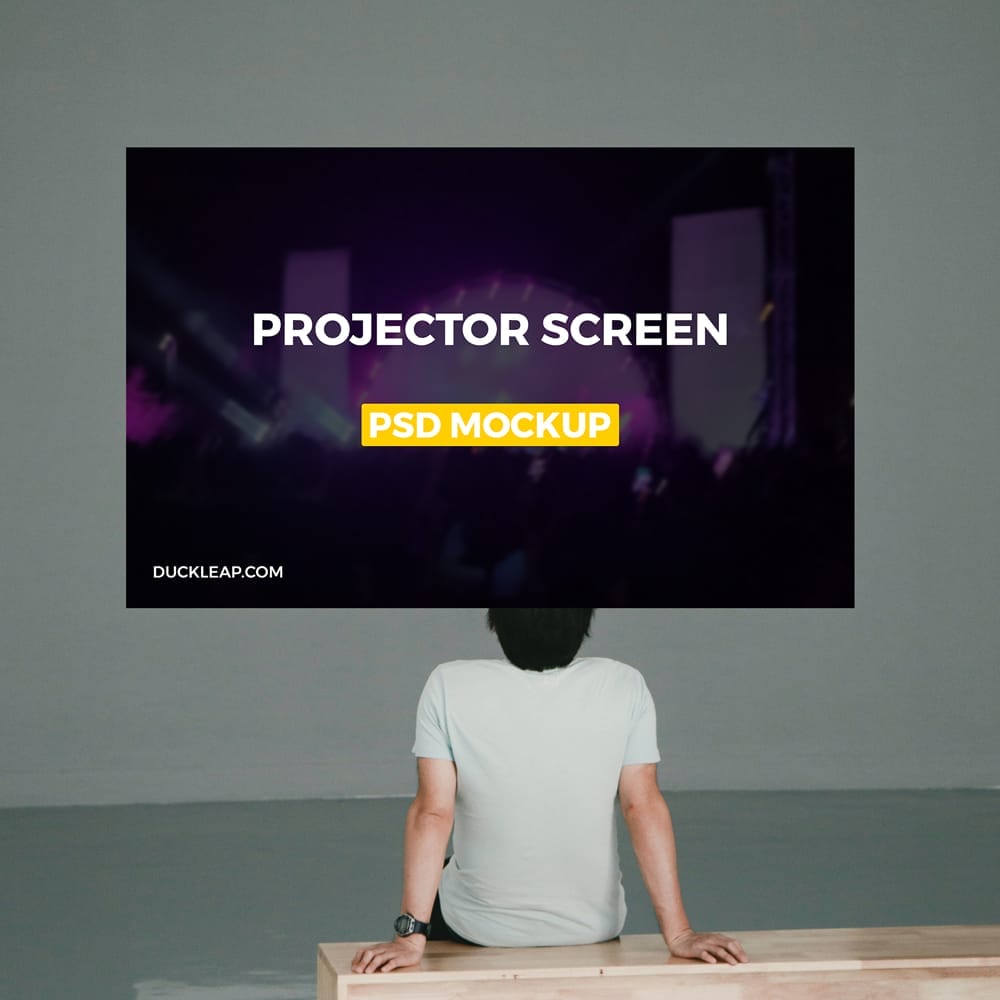 Screen Projection on the Wall Mockup PSD