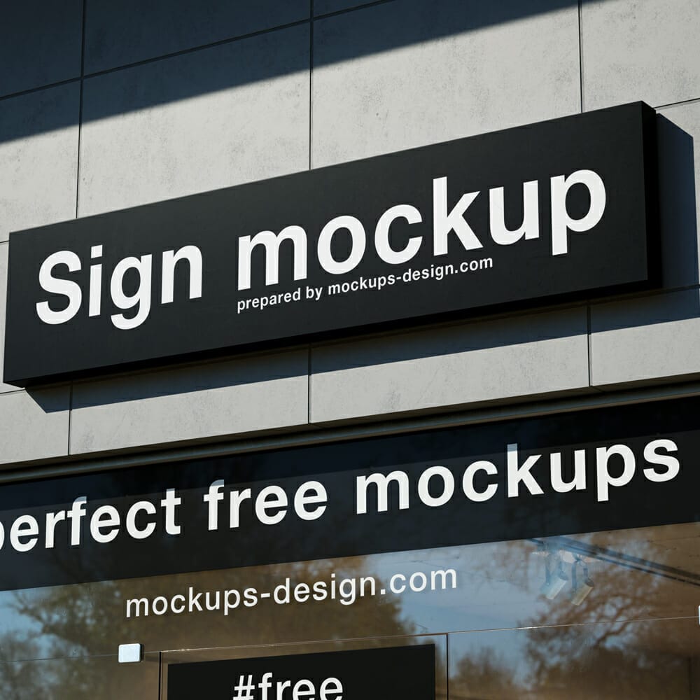 Sign with Glass Exposition Mockup PSD