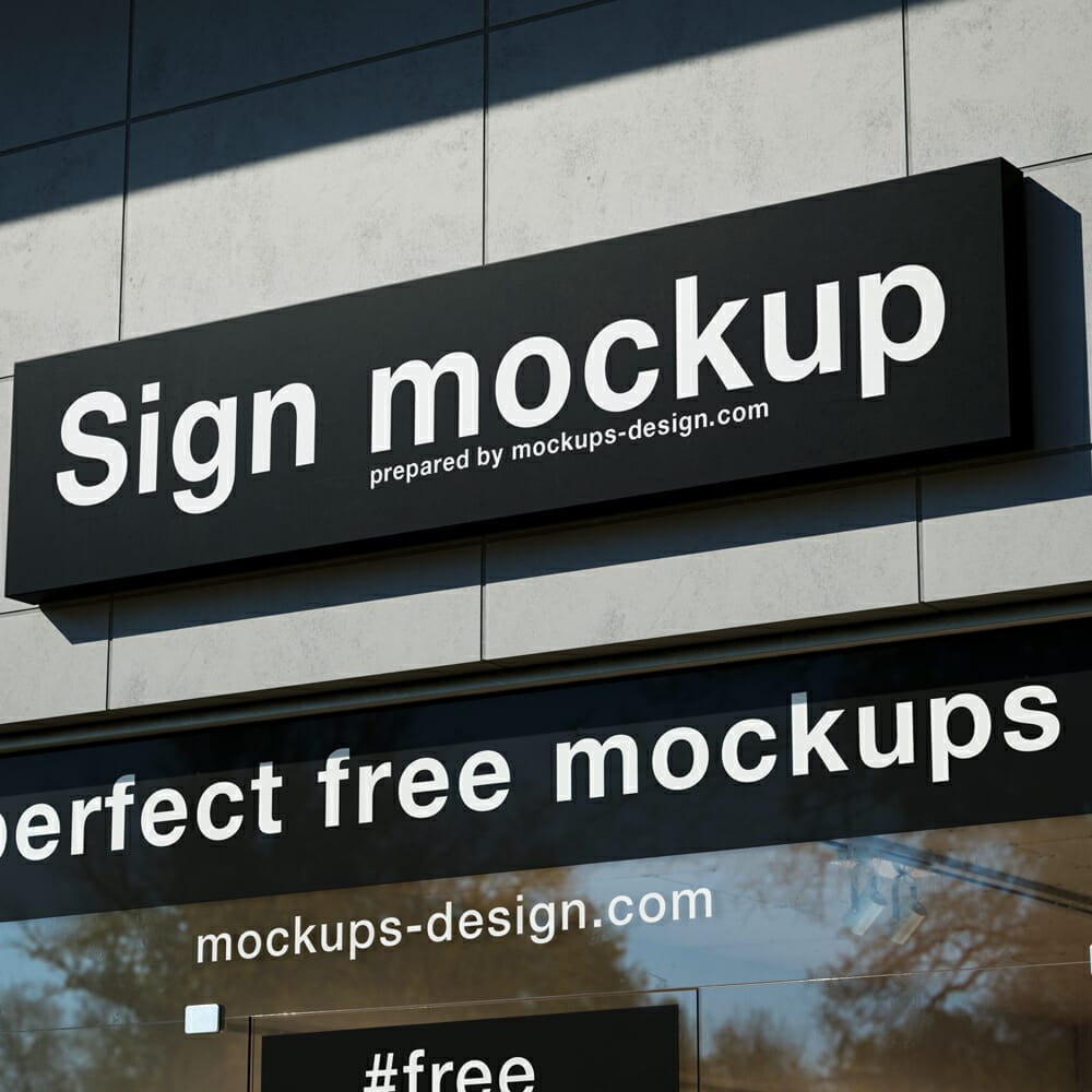 Sign with Glass Exposition Mockup PSD