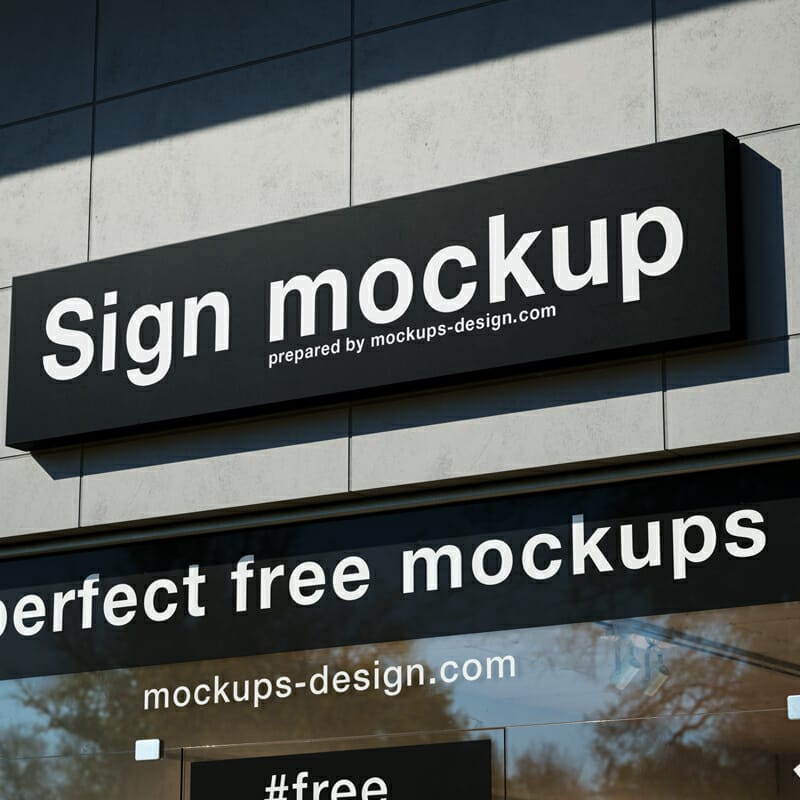 Sign with Glass Exposition Mockup