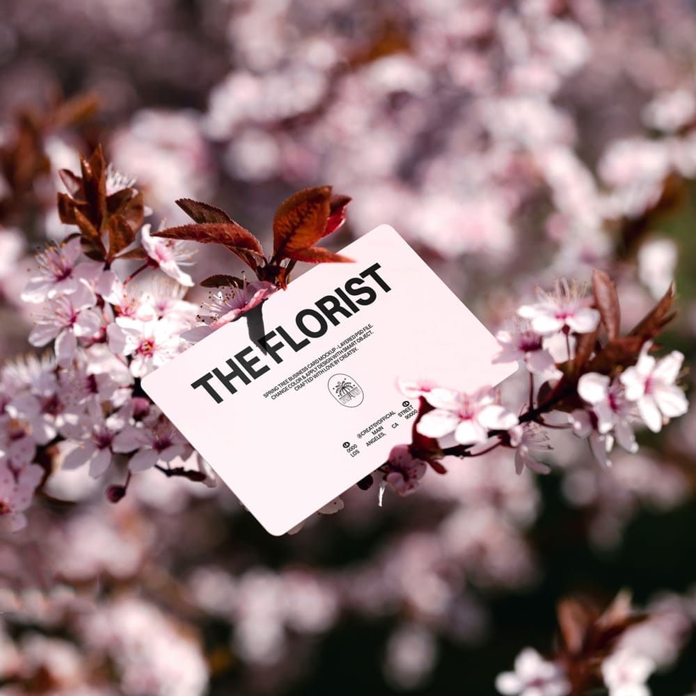 Spring Tree Business Card Mockup PSD
