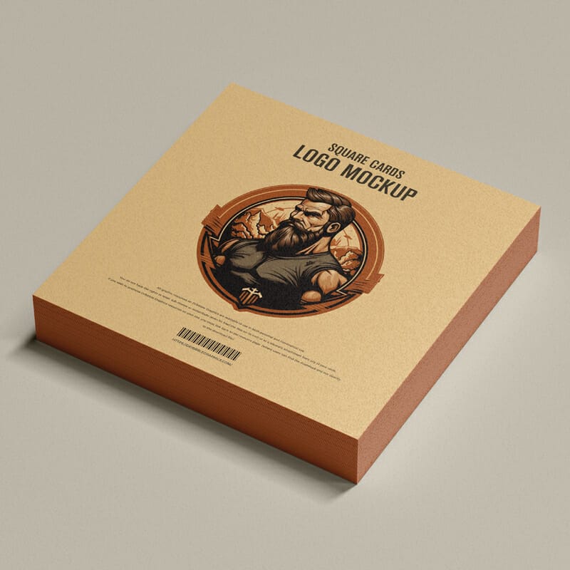 Square Cards Logo Mockup PSD