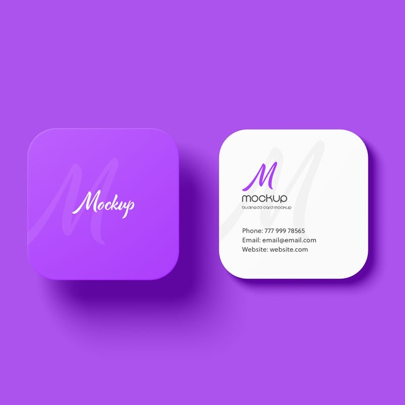 Square Rounded Corner Business Card Mockup