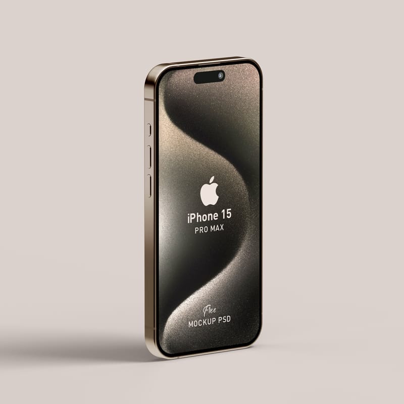 Standing Apple iPhone 15 Pro Max Mockup