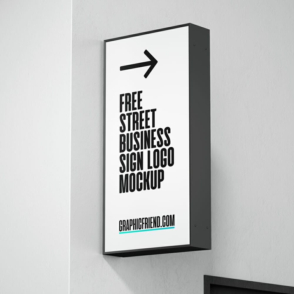 Street Business Sign Logo Mockup PSD