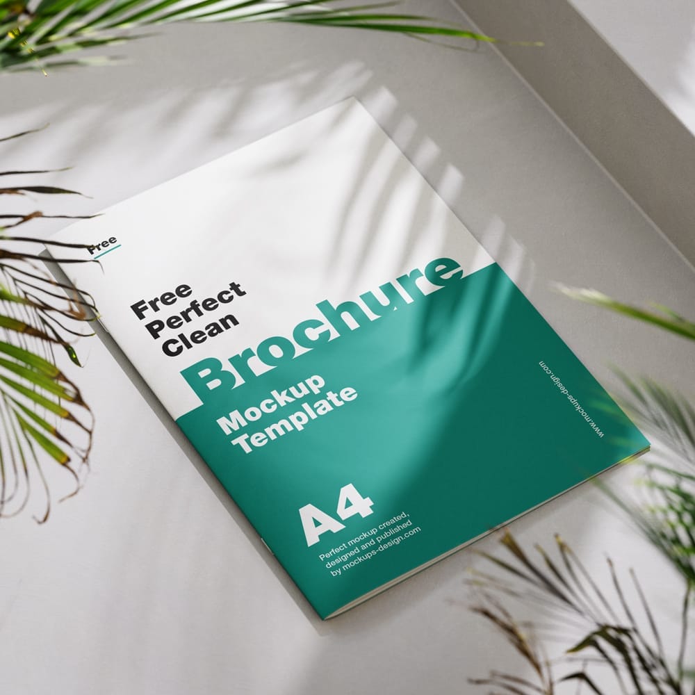 Sunny Scene with A4 Brochure Mockup PSD