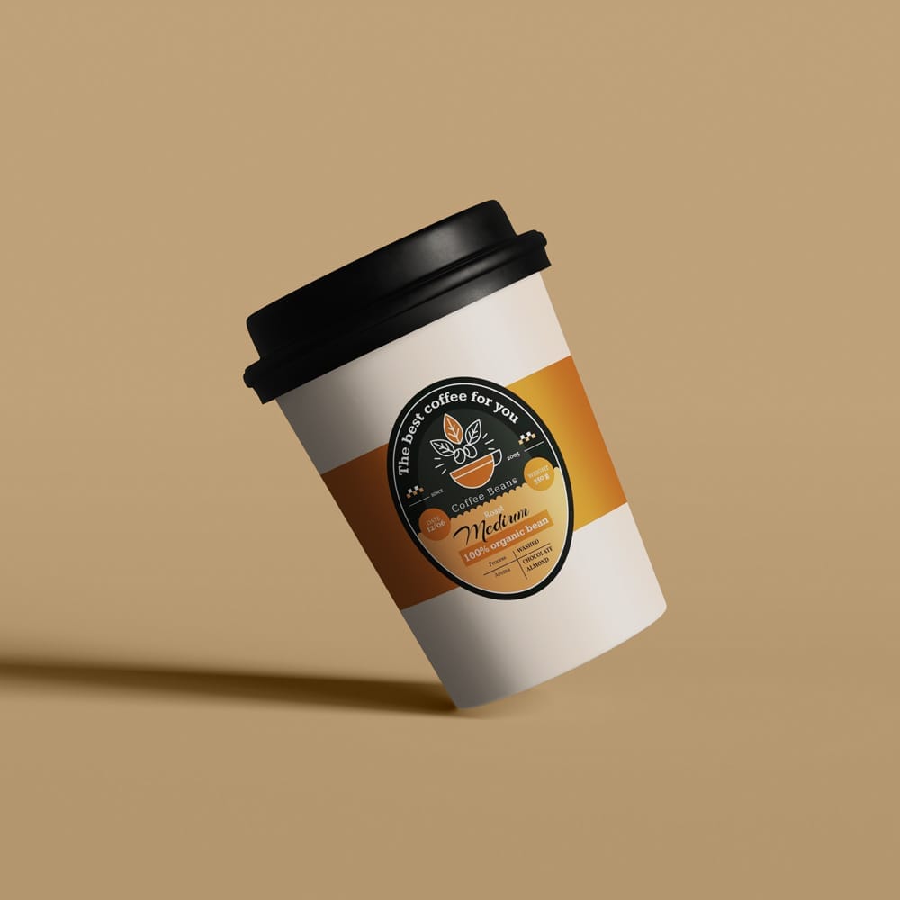 Tilted Paper Coffee Cup Mockup PSD
