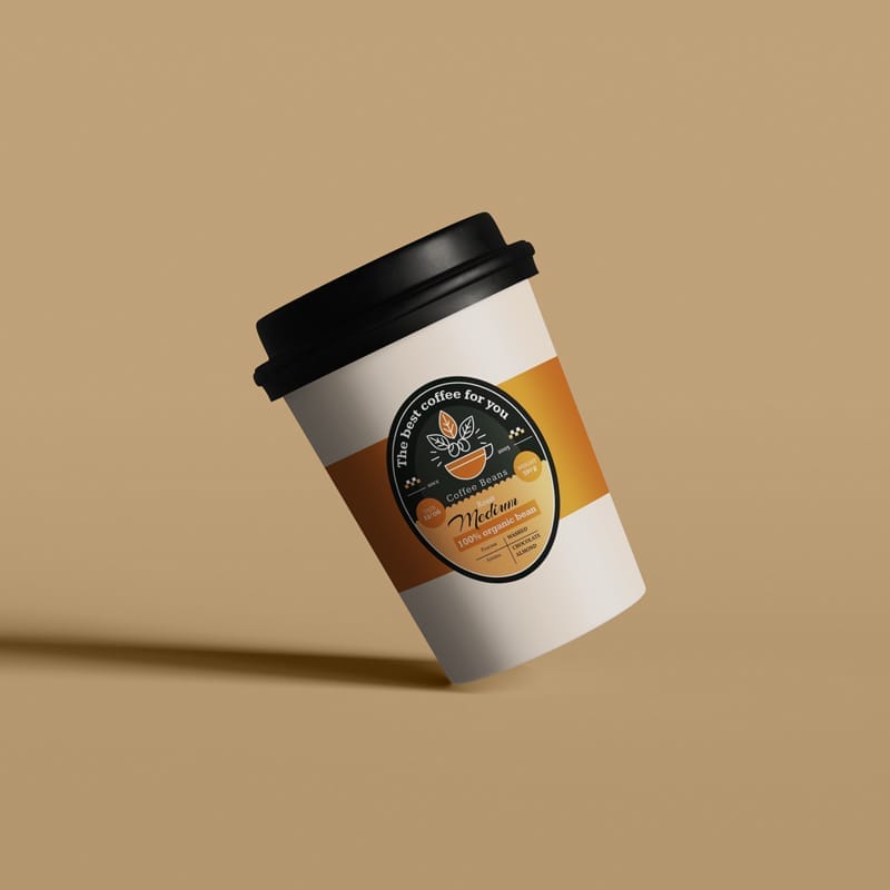 Tilted Paper Coffee Cup Mockup