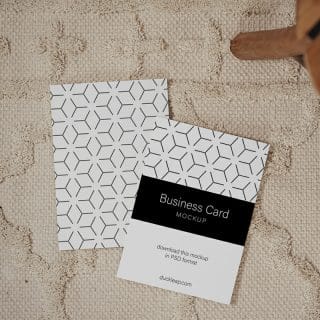 Top View Business Card Mockup Template PSD