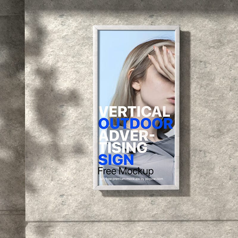 Vertical Outdoor Advertising Sign Mockup PSD