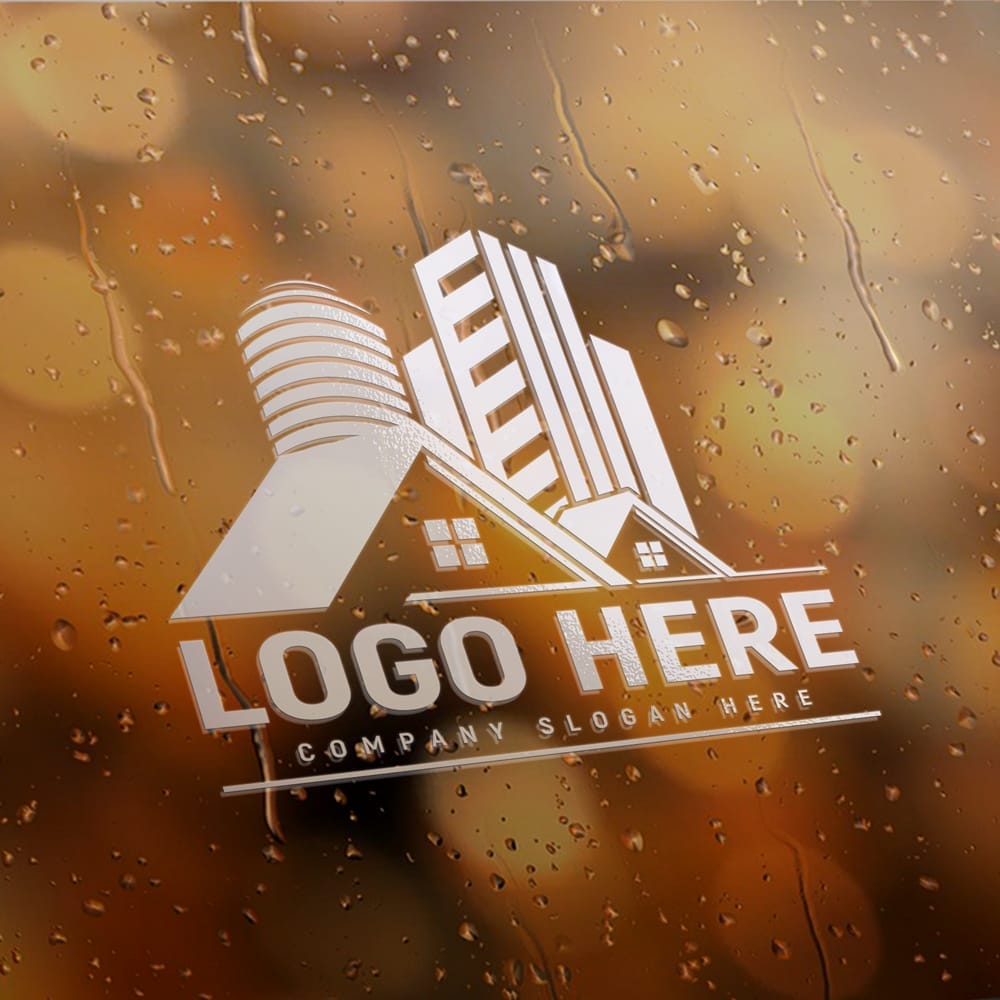 Water Drop Glass Logo Mockup PSD