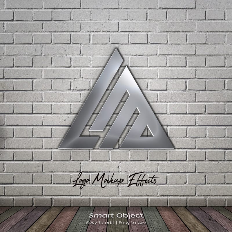 White Brick Wall Logo Mockup