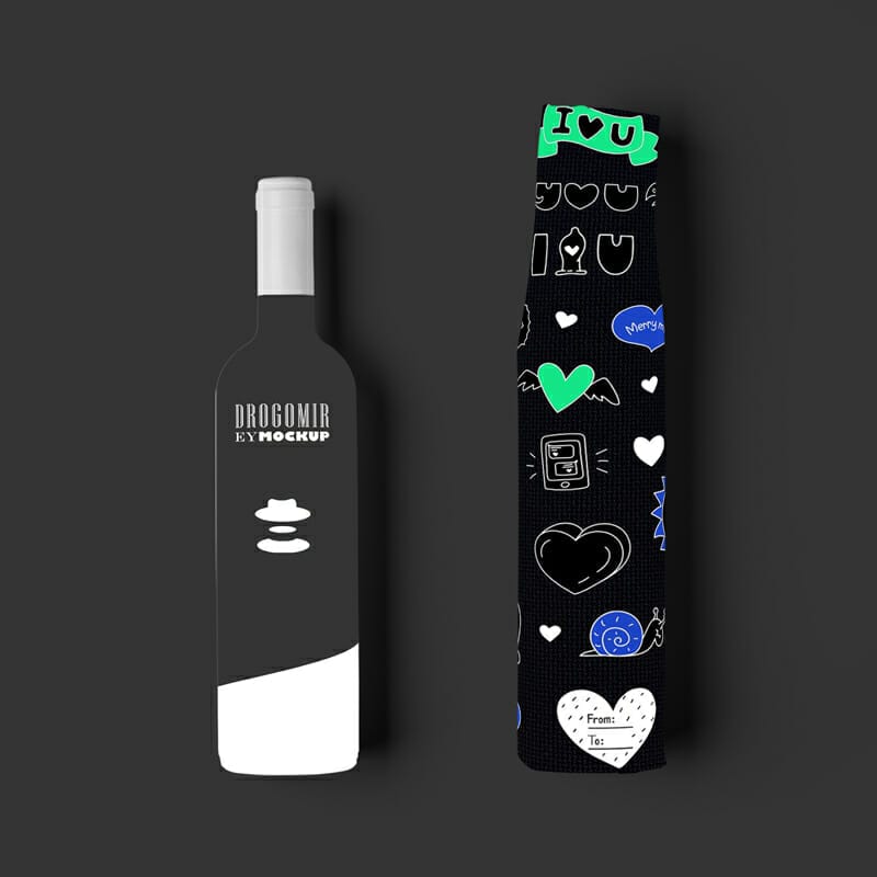 Wine Packaging Bottle Mockup PSD