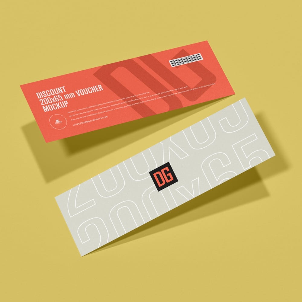 200×65 mm Discount Voucher Mockup PSD
