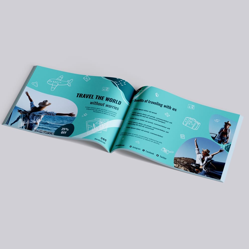 A4 Landscape Bi-Fold Brochure Mockup PSD