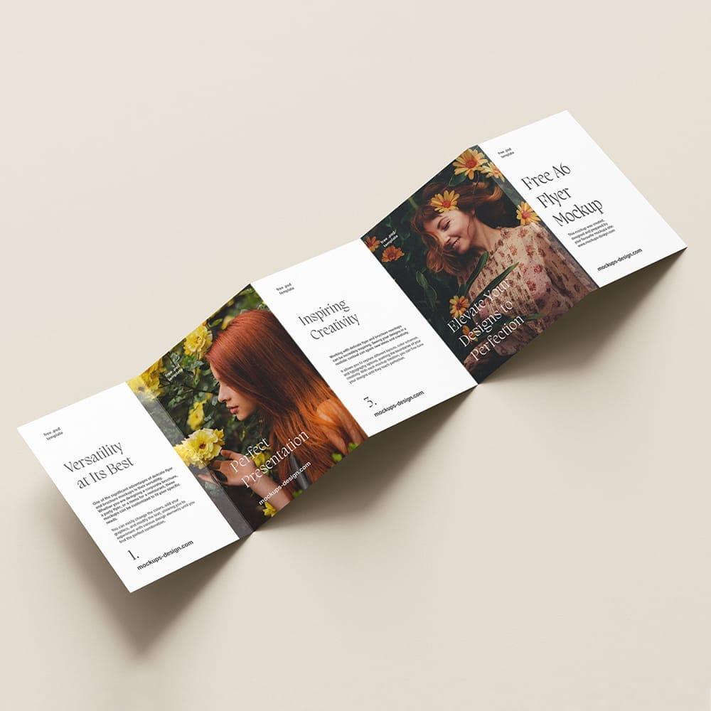 A6 Five Fold Flyer Mockup PSD