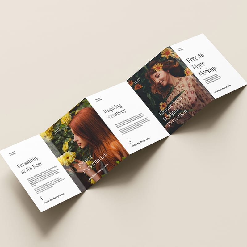 A6 Five Fold Flyer Mockup