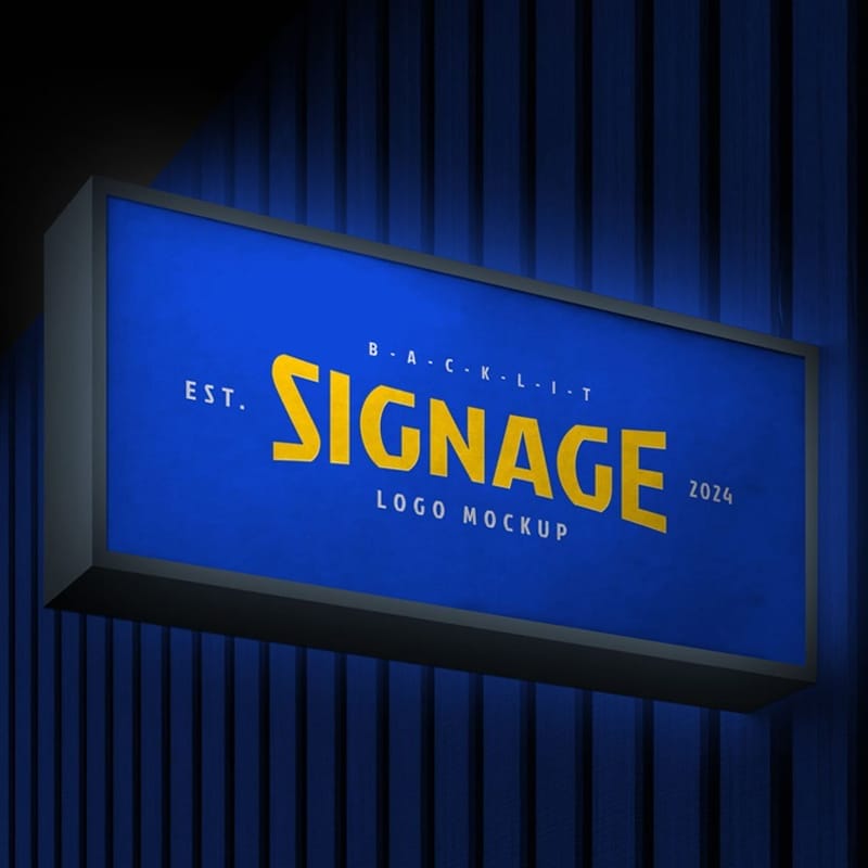 Free Backlit Sign Board Mockup PSD