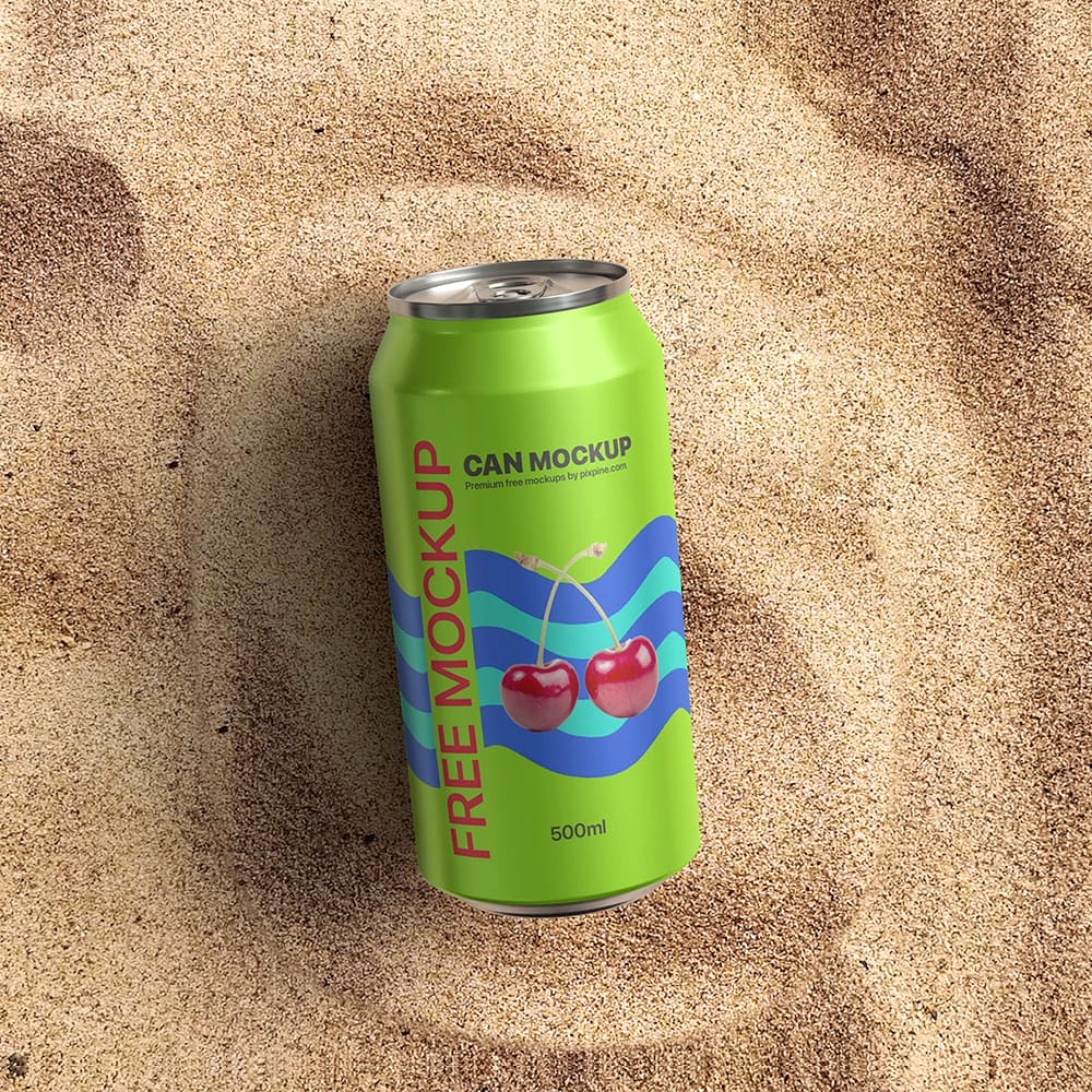 Beverage Aluminum Soda Can Mockup PSD