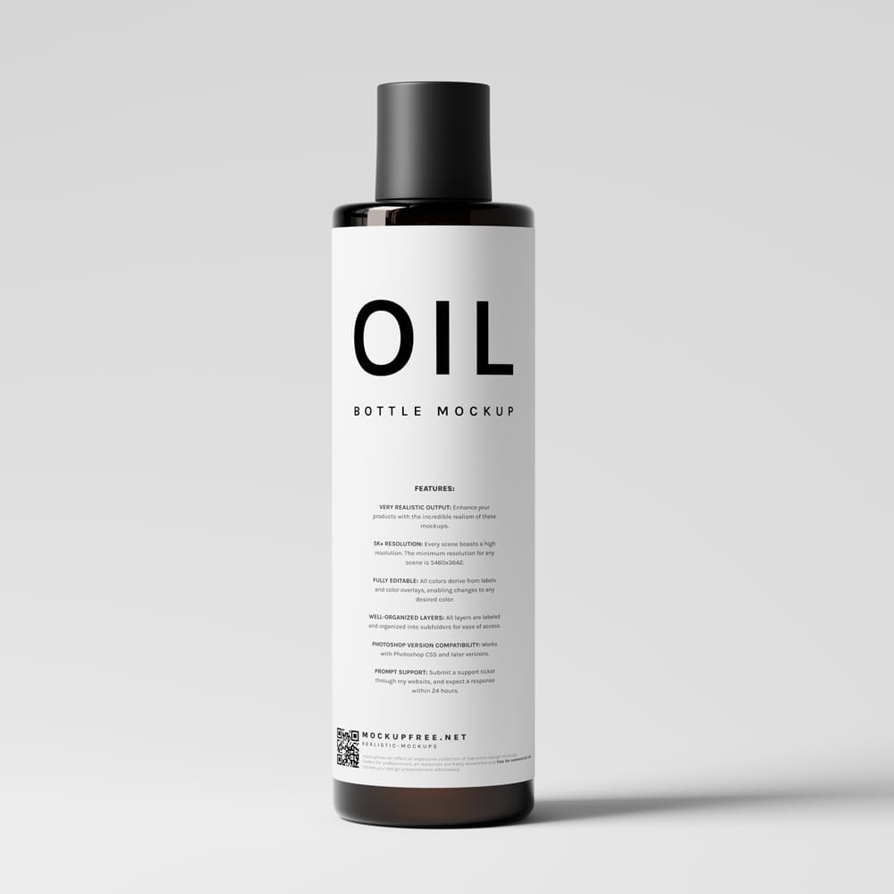 Black Glass Hair Oil Bottle Mockups PSD