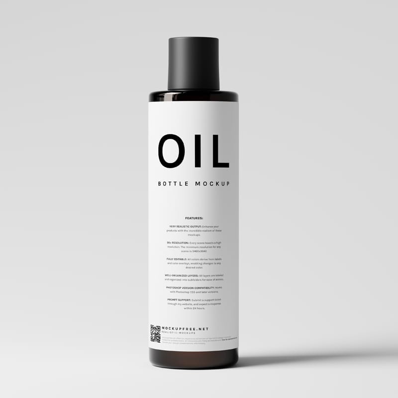 Black Glass Hair Oil Bottle Mockups