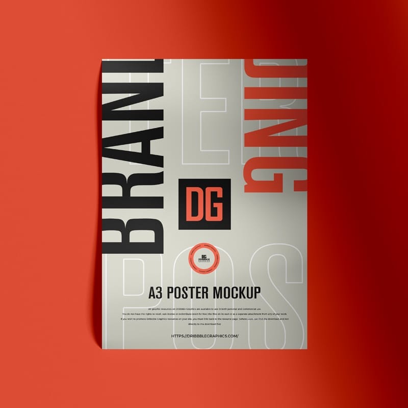 Branding A3 Poster Mockup Template PSD