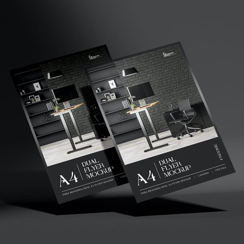 Branding Dual A4 Flyer Mockup PSD