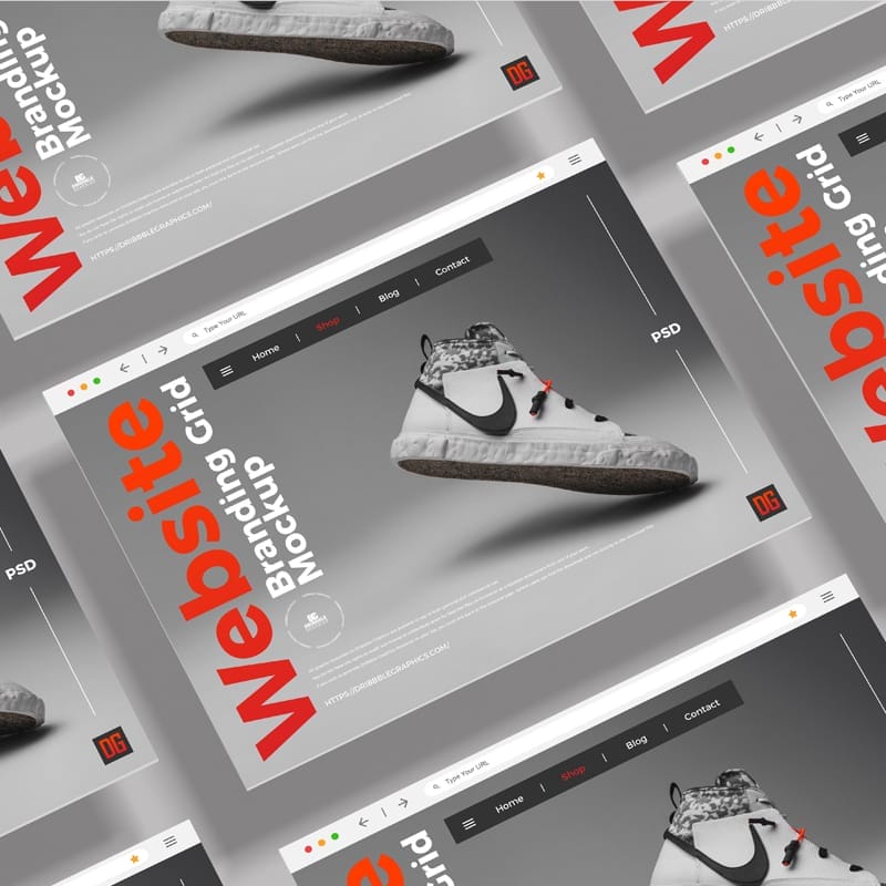 Branding Grid Website Mockup PSD