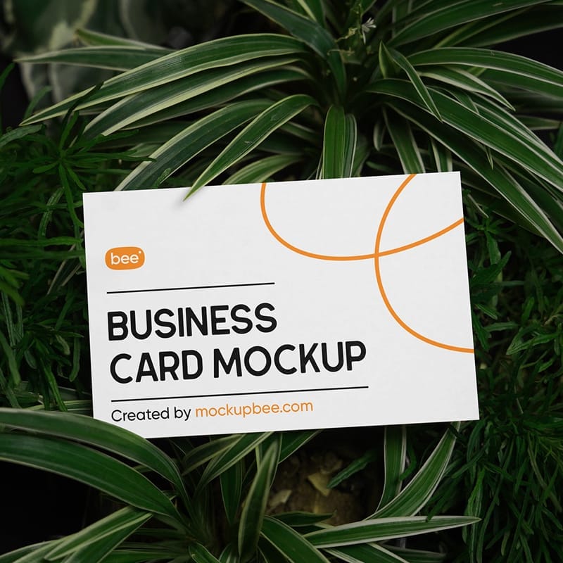 Business Card in Grass Mockup PSD