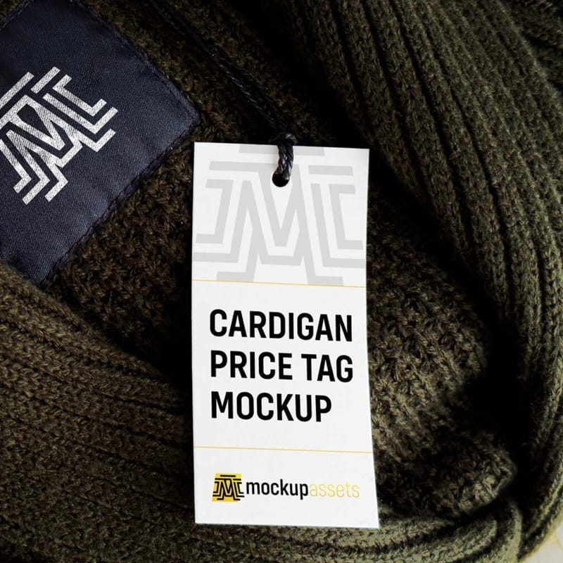 Cardigan Price Tag Mockup PSD