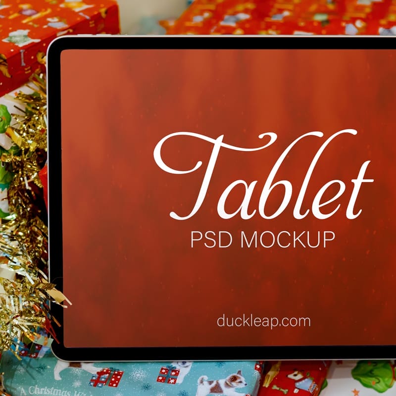 Christmas Theme Tablet Mockup PSD