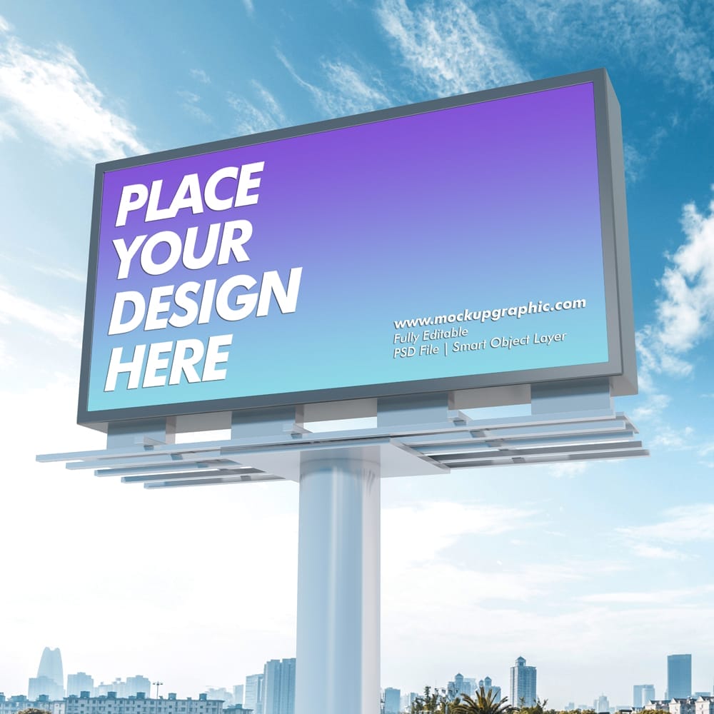 Cloudscape Billboard Advertisement Mockup PSD