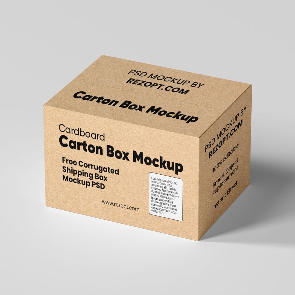 Corrugated and Shipping Box Mockup PSD