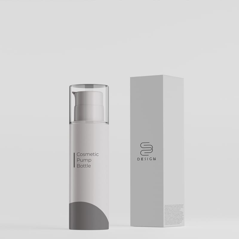 Cosmetic Bottle with Pump Mockup PSD