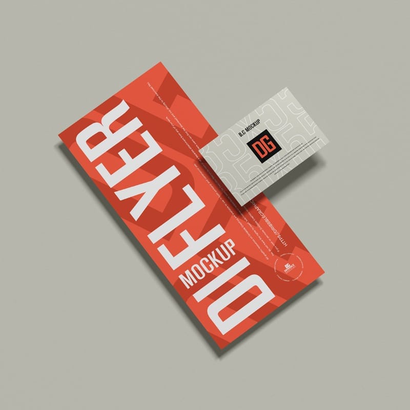 Dl Flyer with Business Card Mockup PSD