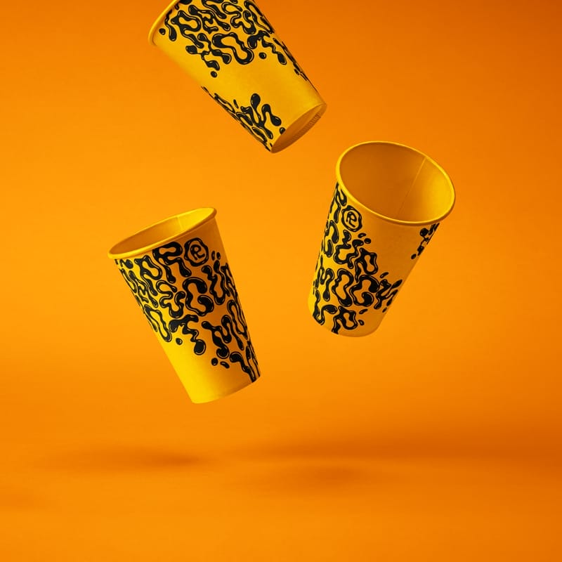 Falling Paper Cup Mockup PSD