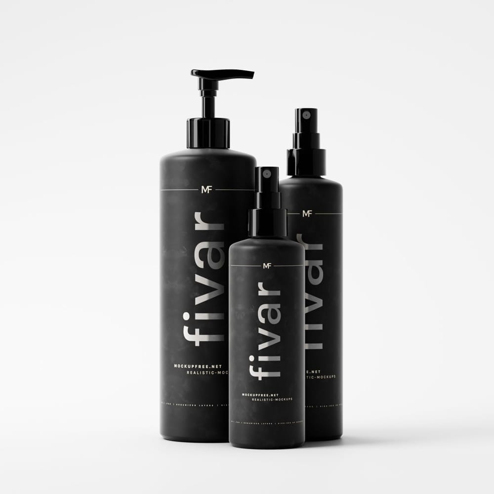 Fivar Tri-Bottle Cosmetic Mockups PSD