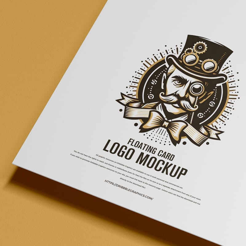 Floating Card Logo Mockup PSD