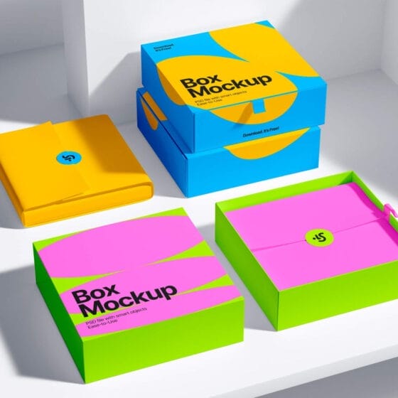 Free 3 Stylish Boxes Mockup PSD