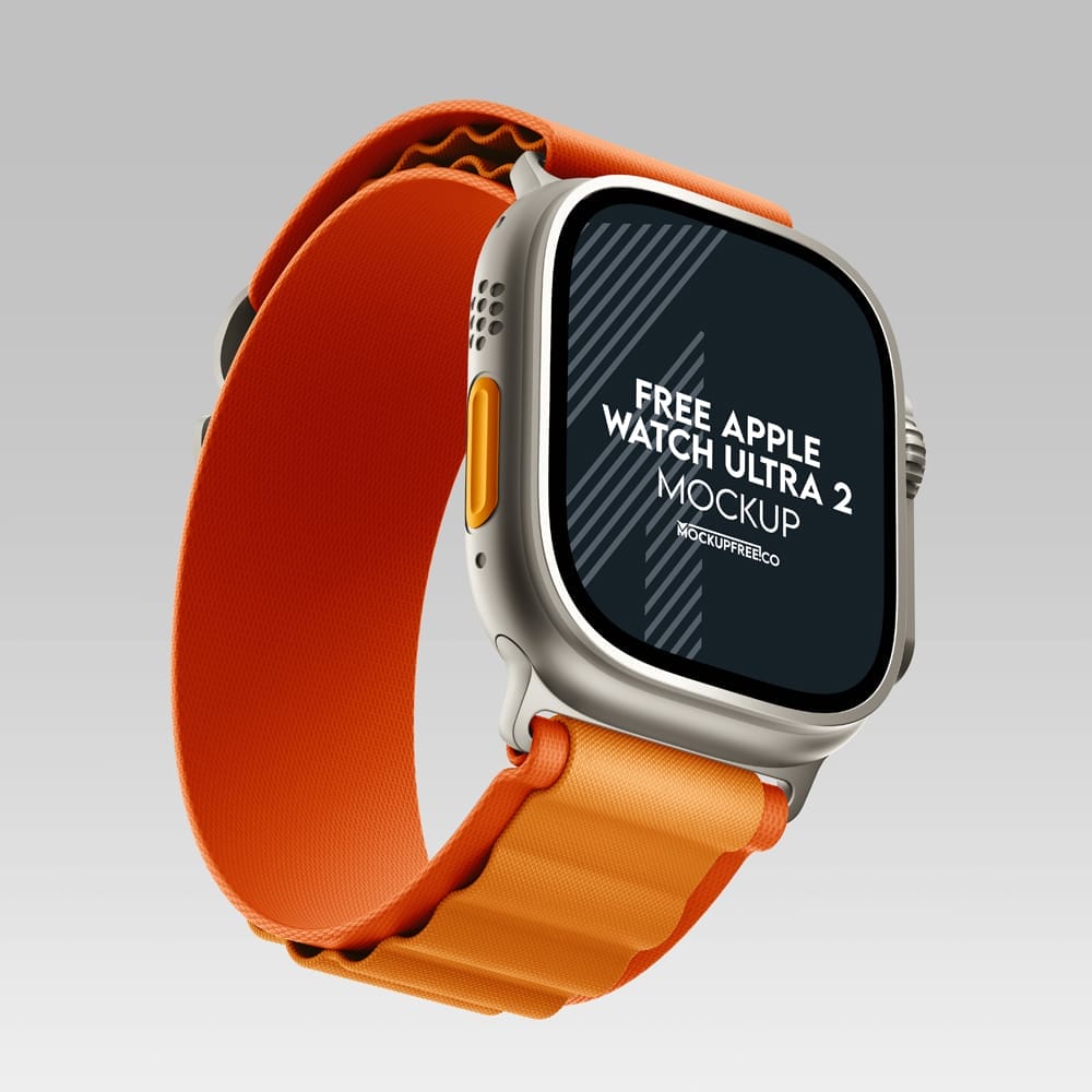 Free Apple Watch Ultra Mockup Template PSD