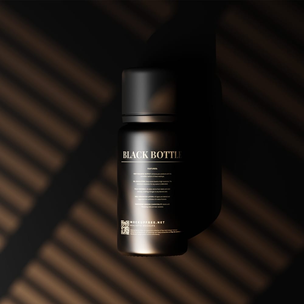 Free Black Bottle Mockups PSD