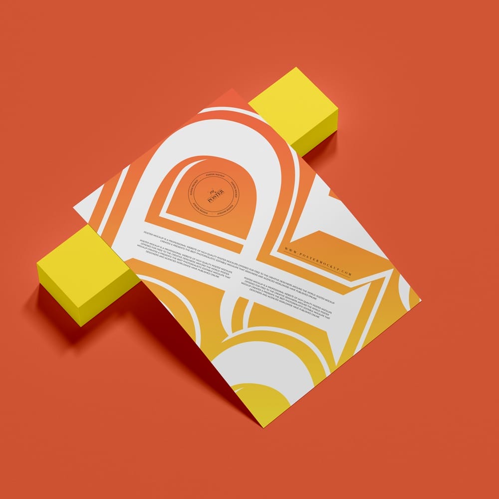 Free Brand Identity Curved Paper A3 Poster Mockup PSD