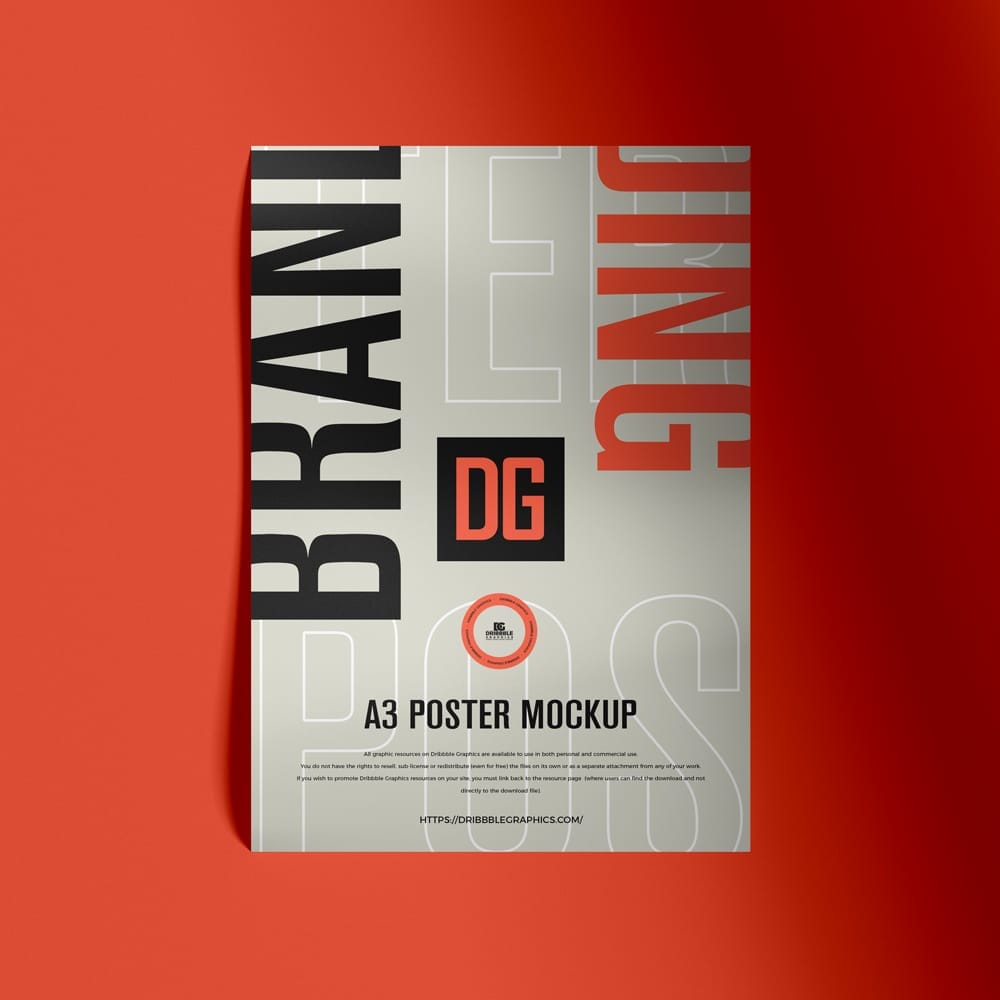 Free Branding A3 Poster Mockup Template PSD