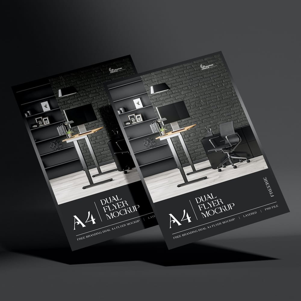 Free Branding Dual A4 Flyer Mockup PSD