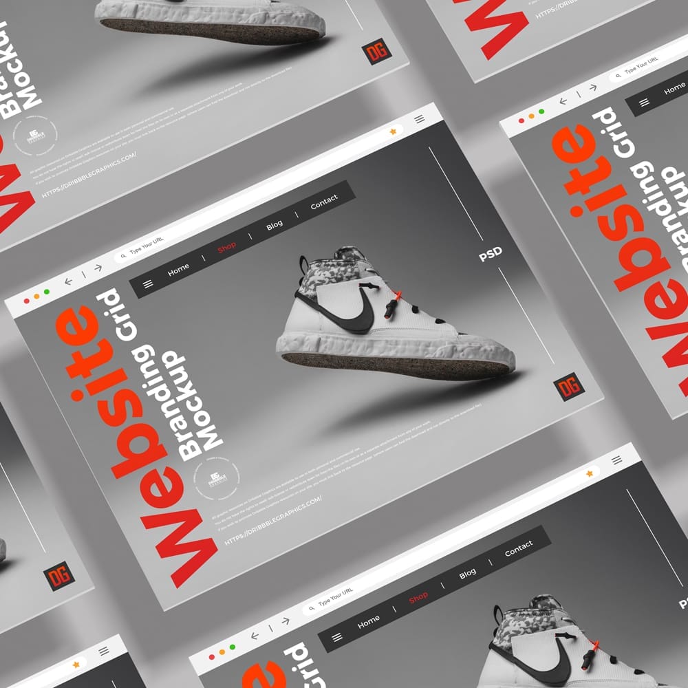 Free Branding Grid Website Mockup PSD