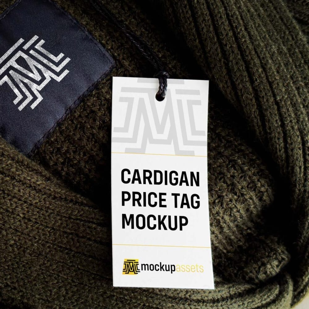Free Cardigan Price Tag Mockup PSD