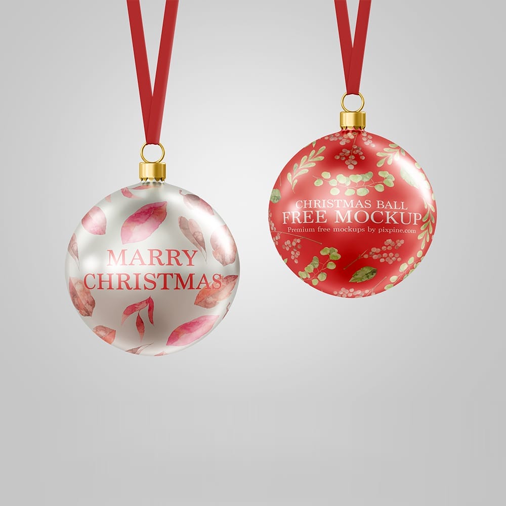 Free Christmas Ball Mockup Template PSD