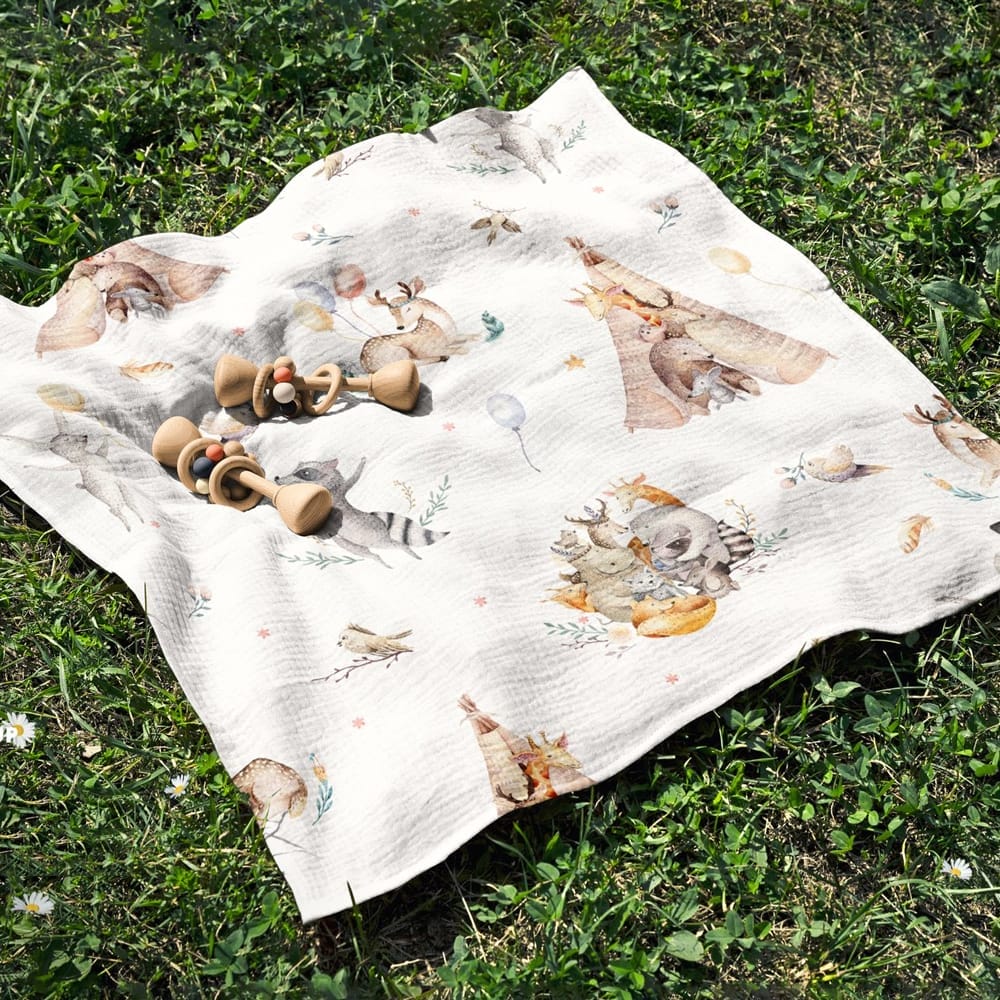 Free Crinkle Cotton Muslin Swaddle Blanket Mockup PSD