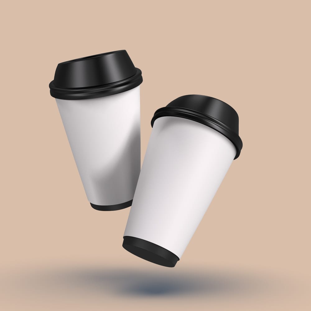 Free Floating Coffee Cup Mockup PSD