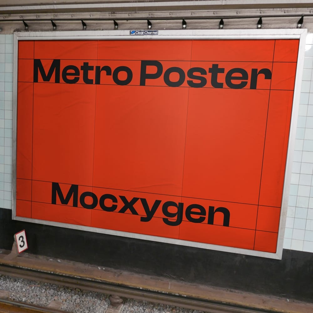 Free Metro Poster Mockup Template PSD